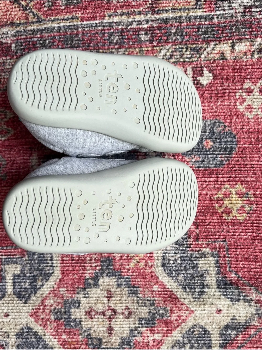 Ten Little Canvas Sneakers with Velcro Straps in Light Gray